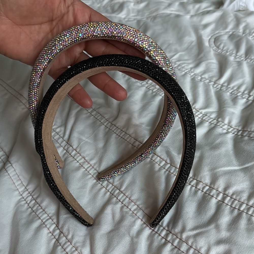 2pcs Rhinestone Headbands Women Sparkly Bling Headbands Black and Multicolor - Picture 13 of 13